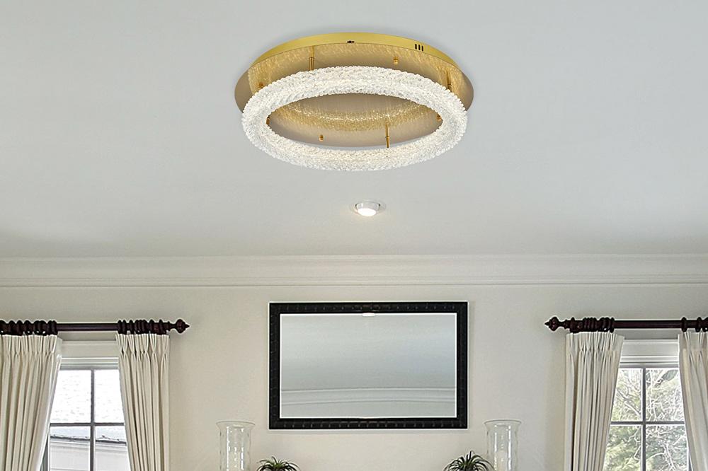 Elegant Furniture & Lighting - Bowen 26 inch Adjustable LED Flush Mount in Satin Gold - 3800F26SG veiw 2