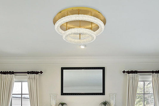 Elegant Furniture & Lighting - Bowen 26 inch Adjustable LED Flush Mount in Satin Gold - 3800F26L2SG veiw 2