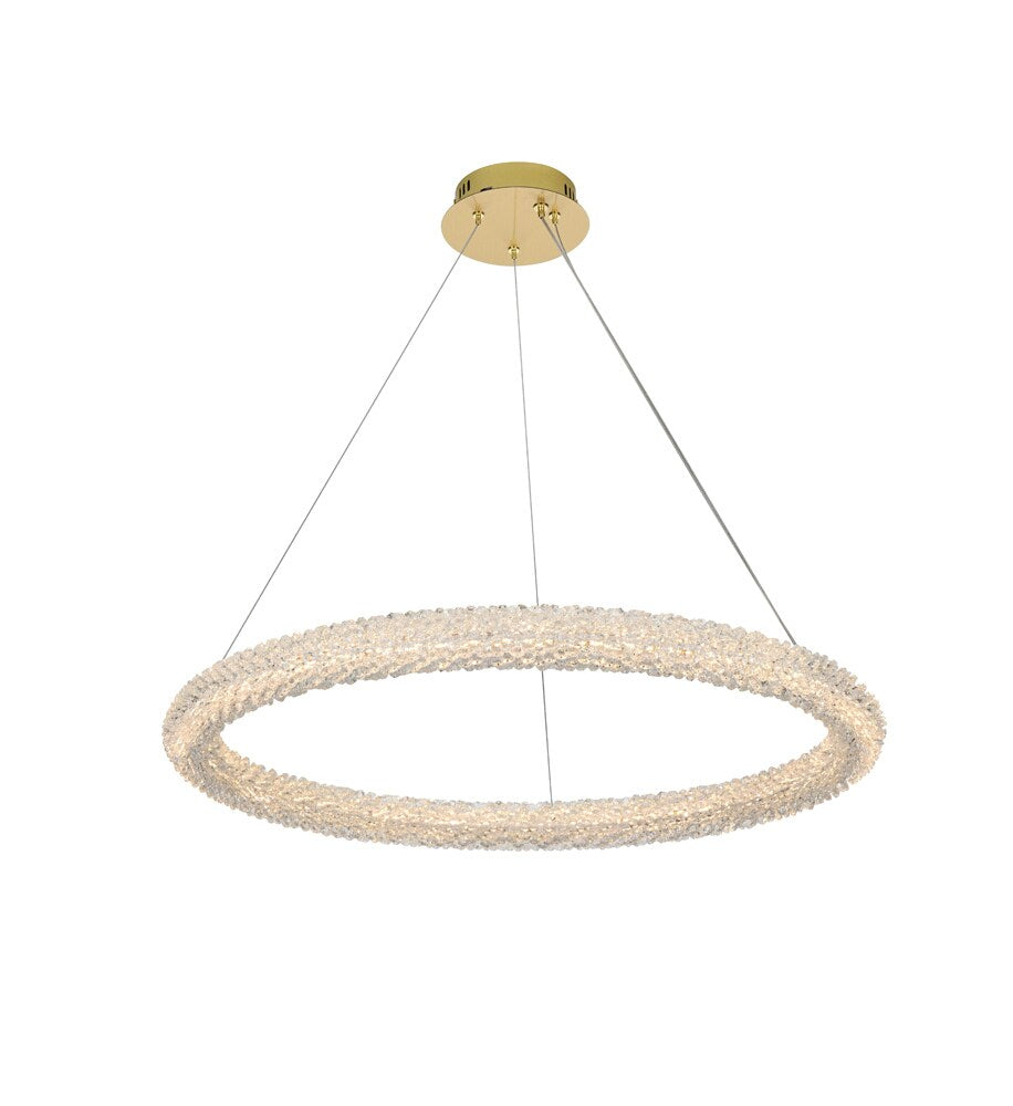 Elegant Furniture & Lighting - Bowen 32 inch Adjustable LED Chandelier in Satin Gold - 3800D31SG veiw 1