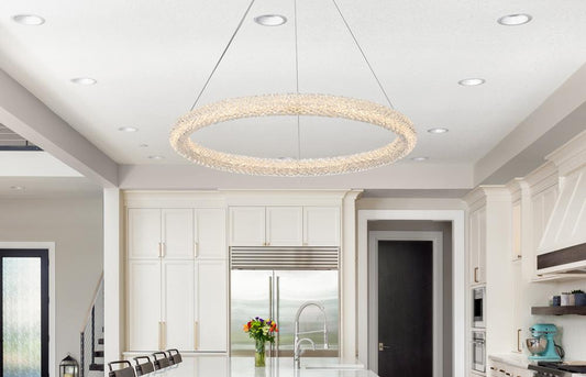 Elegant Furniture & Lighting - Bowen 32 inch Adjustable LED Chandelier in Satin Gold - 3800D31SG veiw 2
