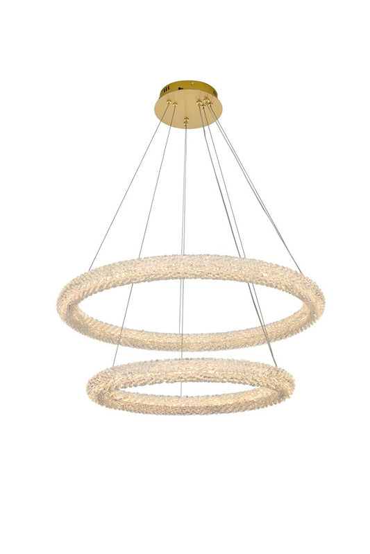 Elegant Furniture & Lighting - Bowen 32 inch Adjustable LED Chandelier in Satin Gold - 3800G32SG veiw 1