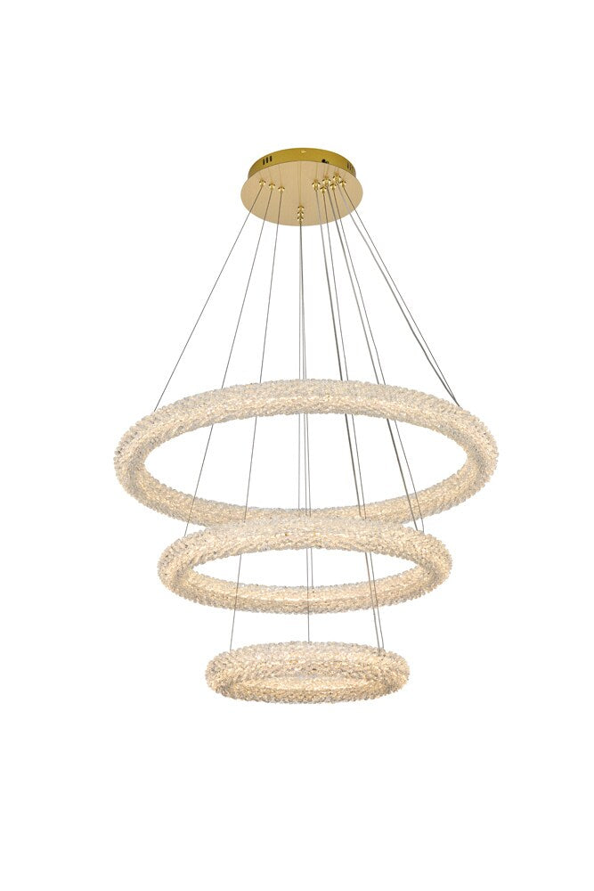 Elegant Furniture & Lighting - Bowen 32 inch Adjustable LED Chandelier in Satin Gold - 3800G3LSG veiw 1