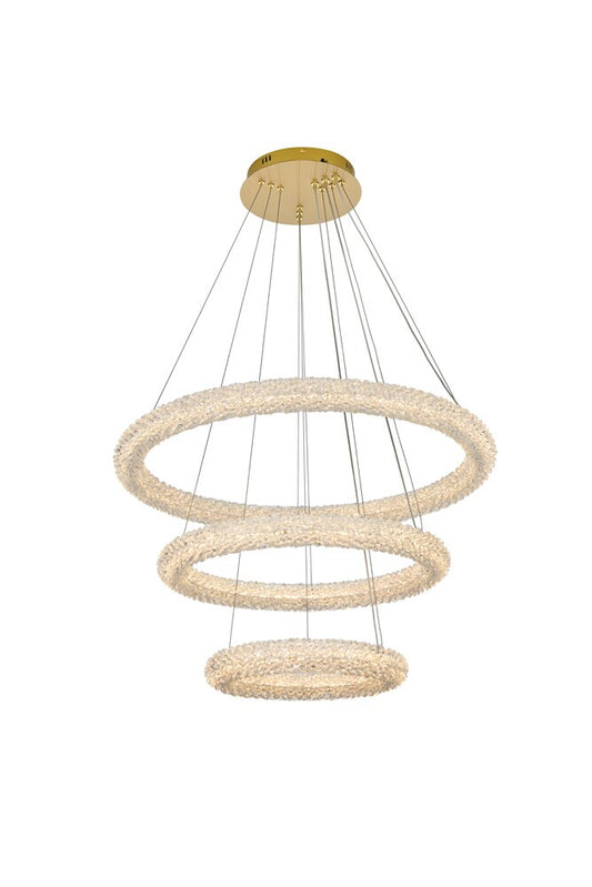 Elegant Furniture & Lighting - Bowen 32 inch Adjustable LED Chandelier in Satin Gold - 3800G3LSG veiw 1
