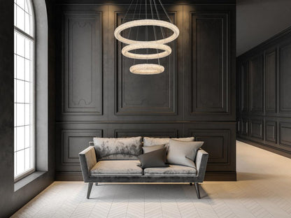 Elegant Furniture & Lighting - Bowen 32 inch Adjustable LED Chandelier in Satin Gold - 3800G3LSG veiw 2