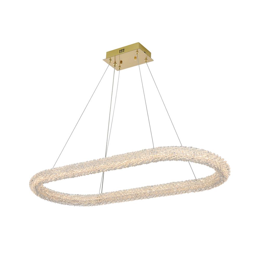 Elegant Furniture & Lighting - Bowen 42 inch Adjustable LED Chandelier in Satin Gold - 3800D42L1SG veiw 1