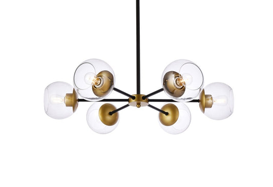 Elegant Furniture & Lighting - Briggs 30 inch pendant in black and brass with clear shade - LD644D30BRK veiw 1
