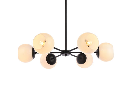Elegant Furniture & Lighting - Briggs 30 inch pendant in black with white shade - LD645D30BK veiw 1