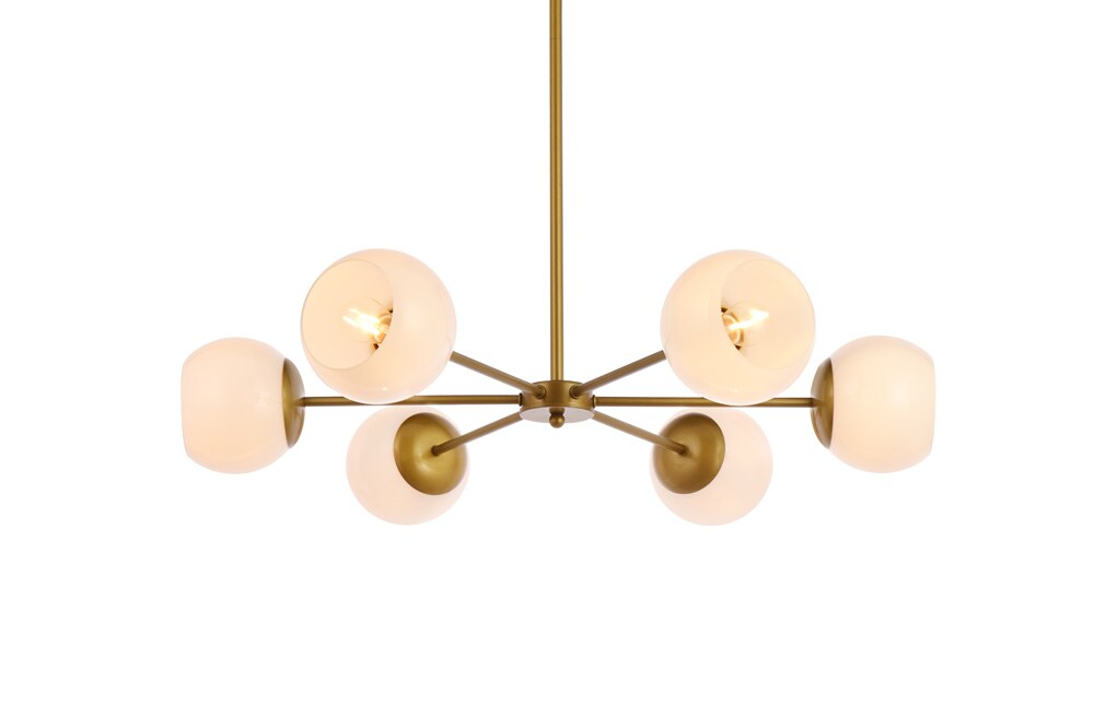 Elegant Furniture & Lighting - Briggs 30 inch pendant in brass with white shade - LD645D30BR veiw 1