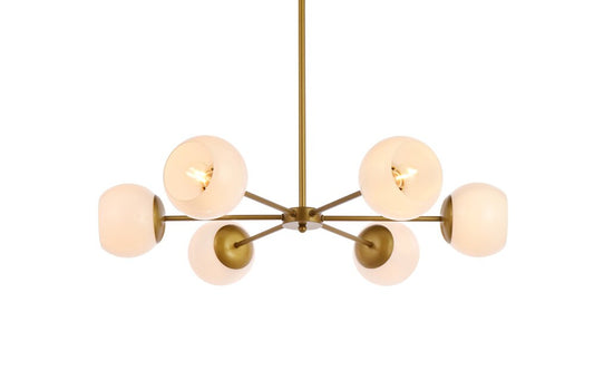 Elegant Furniture & Lighting - Briggs 30 inch pendant in brass with white shade - LD645D30BR veiw 1