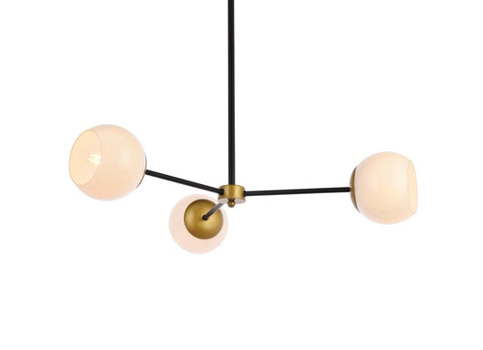 Elegant Furniture & Lighting - Briggs 32 inch pendant in black and brass with white shade - LD647D32BRK veiw 1