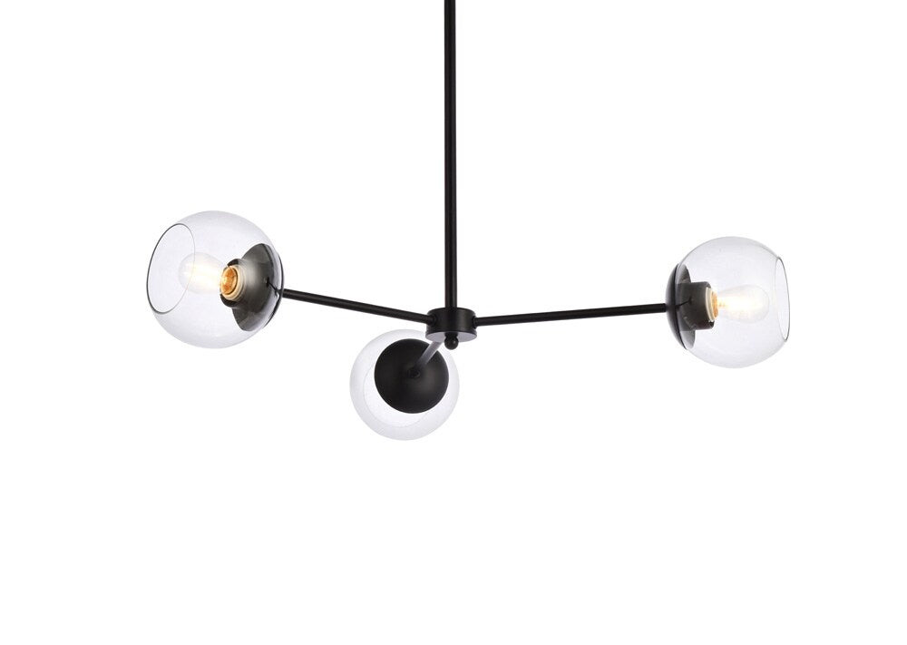 Elegant Furniture & Lighting - Briggs 32 inch pendant in black with clear shade - LD646D32BK veiw 1