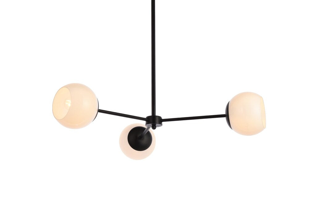 Elegant Furniture & Lighting - Briggs 32 inch pendant in black with white shade - LD647D32BK veiw 1