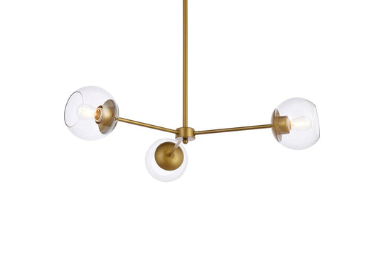 Elegant Furniture & Lighting - Briggs 32 inch pendant in brass with clear shade - LD646D32BR veiw 1