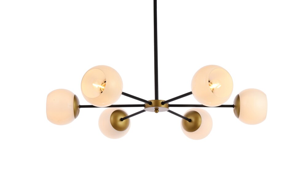 Elegant Furniture & Lighting - Briggs 36 inch pendant in black and brass with white shade - LD643D36BRK veiw 1