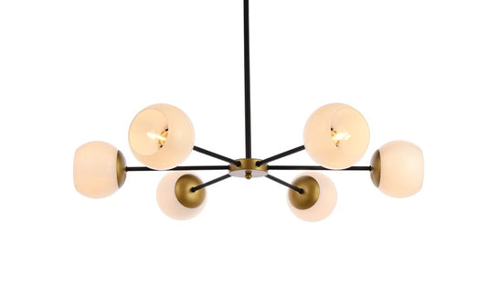 Elegant Furniture & Lighting - Briggs 36 inch pendant in black and brass with white shade - LD643D36BRK veiw 1
