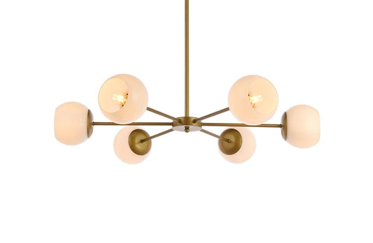 Elegant Furniture & Lighting - Briggs 36 inch pendant in brass with white shade - LD643D36BR veiw 1