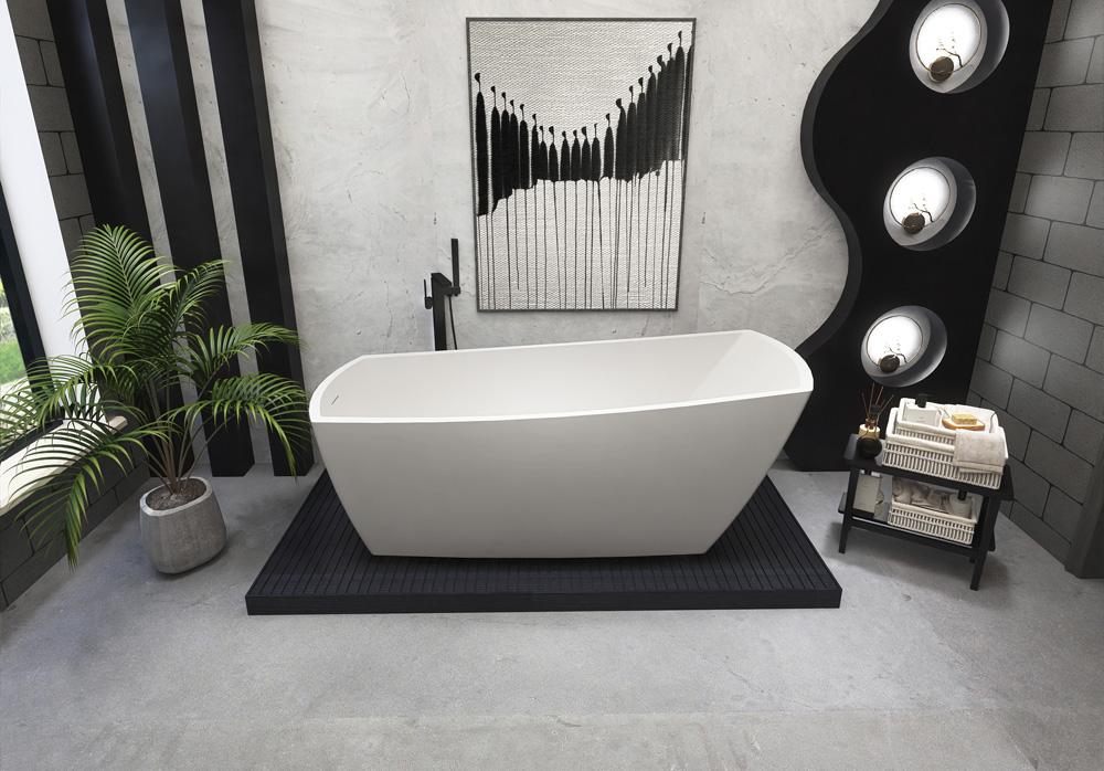 Elegant Furniture & Lighting - Brock 72 inch soaking single slipper rectangular bathtub in glossy white - BT21272GW veiw 2