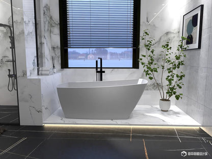 Elegant Furniture & Lighting - Brock 67 inch soaking single slipper rectangular bathtub in glossy white - BT21267GW veiw 2