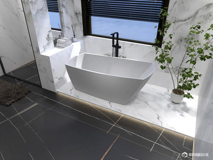 Elegant Furniture & Lighting - Brock 67 inch soaking single slipper rectangular bathtub in glossy white - BT21267GW veiw 4