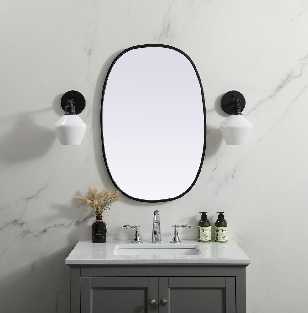 Elegant Furniture & Lighting - Brynn Metal Frame Oval Mirror 20x30 Inch in Black - MR2B2030BLK veiw 2