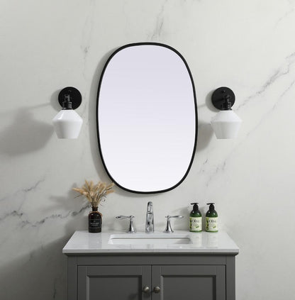 Elegant Furniture & Lighting - Brynn Metal Frame Oval Mirror 20x30 Inch in Black - MR2B2030BLK veiw 2