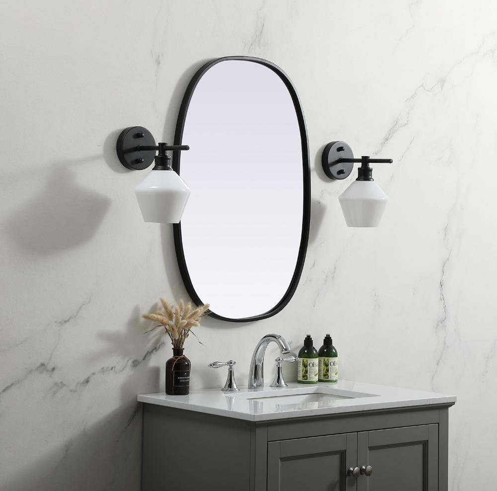 Elegant Furniture & Lighting - Brynn Metal Frame Oval Mirror 20x30 Inch in Black - MR2B2030BLK veiw 3