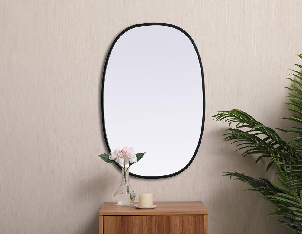 Elegant Furniture & Lighting - Brynn Metal Frame Oval Mirror 20x30 Inch in Black - MR2B2030BLK veiw 4