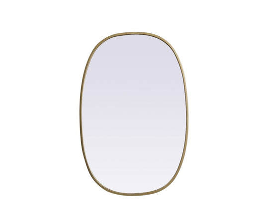 Elegant Furniture & Lighting - Brynn Metal Frame Oval Mirror 20x30 Inch in Brass - MR2B2030BRS veiw 1
