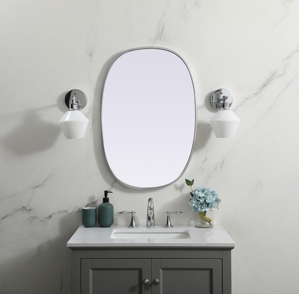 Elegant Furniture & Lighting - Brynn Metal Frame Oval Mirror 20x30 Inch in Silver - MR2B2030SIL veiw 2
