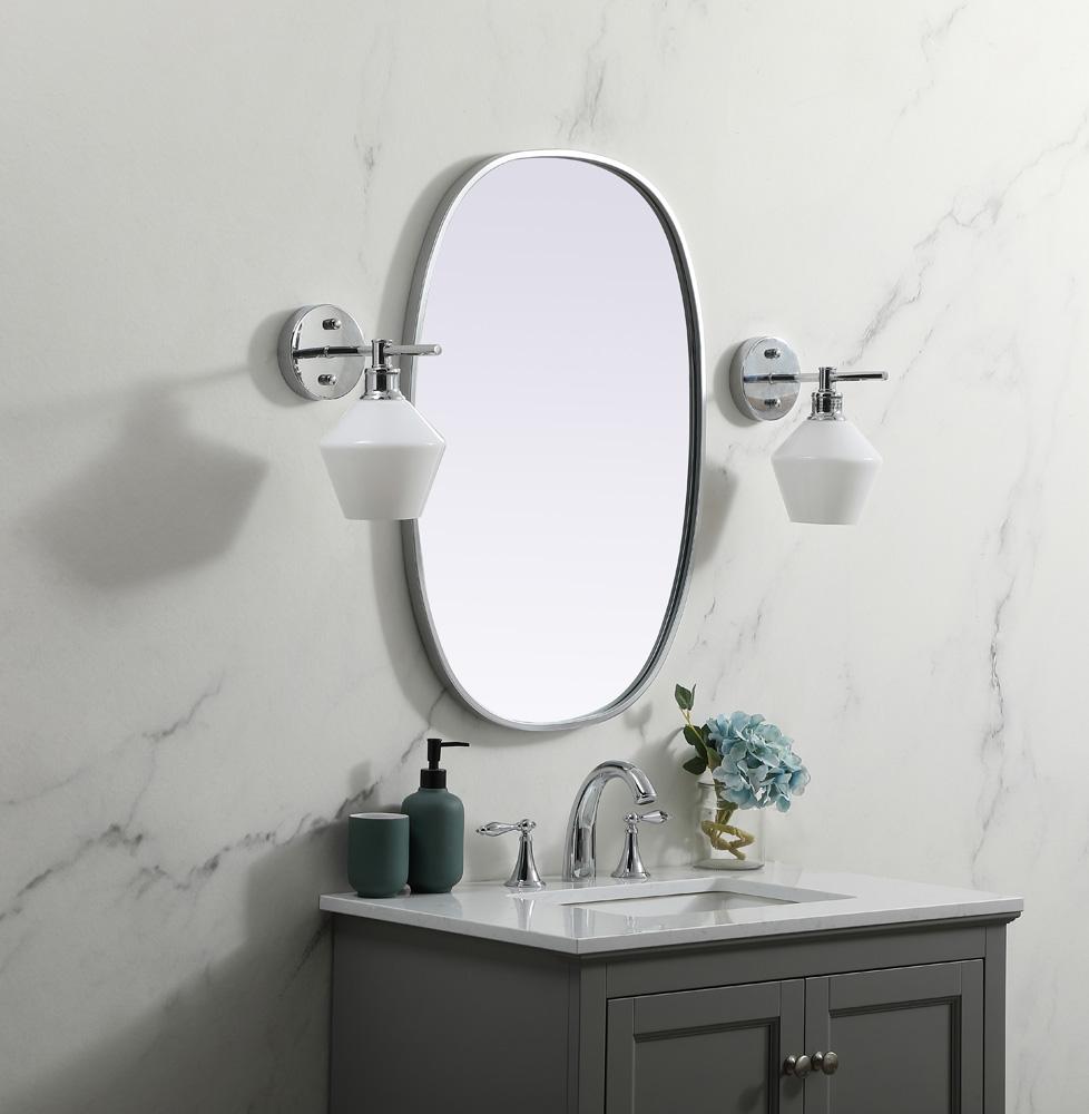 Elegant Furniture & Lighting - Brynn Metal Frame Oval Mirror 20x30 Inch in Silver - MR2B2030SIL veiw 3