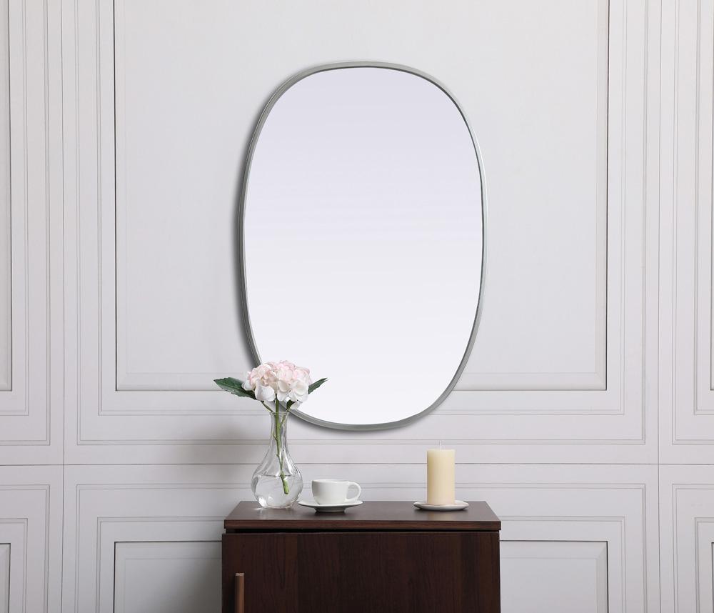 Elegant Furniture & Lighting - Brynn Metal Frame Oval Mirror 20x30 Inch in Silver - MR2B2030SIL veiw 4