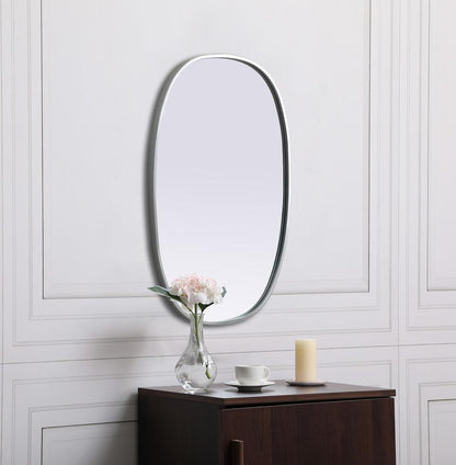 Elegant Furniture & Lighting - Brynn Metal Frame Oval Mirror 20x30 Inch in Silver - MR2B2030SIL veiw 5