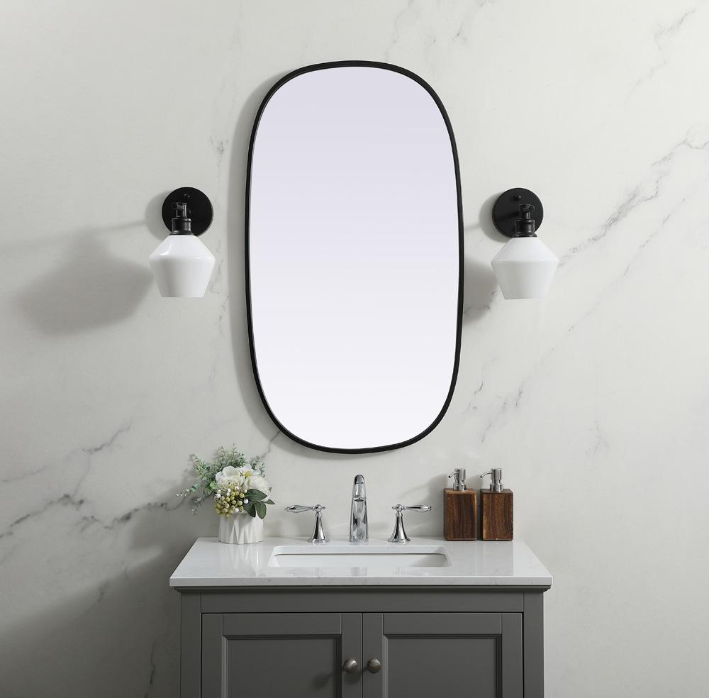Elegant Furniture & Lighting - Brynn Metal Frame Oval Mirror 20x36 Inch in Black - MR2B2036BLK veiw 2
