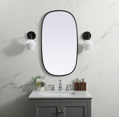 Elegant Furniture & Lighting - Brynn Metal Frame Oval Mirror 20x36 Inch in Black - MR2B2036BLK veiw 2