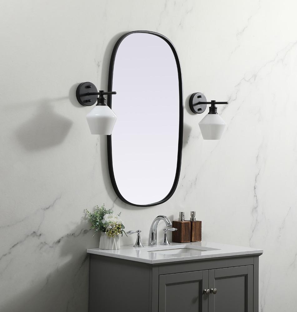 Elegant Furniture & Lighting - Brynn Metal Frame Oval Mirror 20x36 Inch in Black - MR2B2036BLK veiw 3