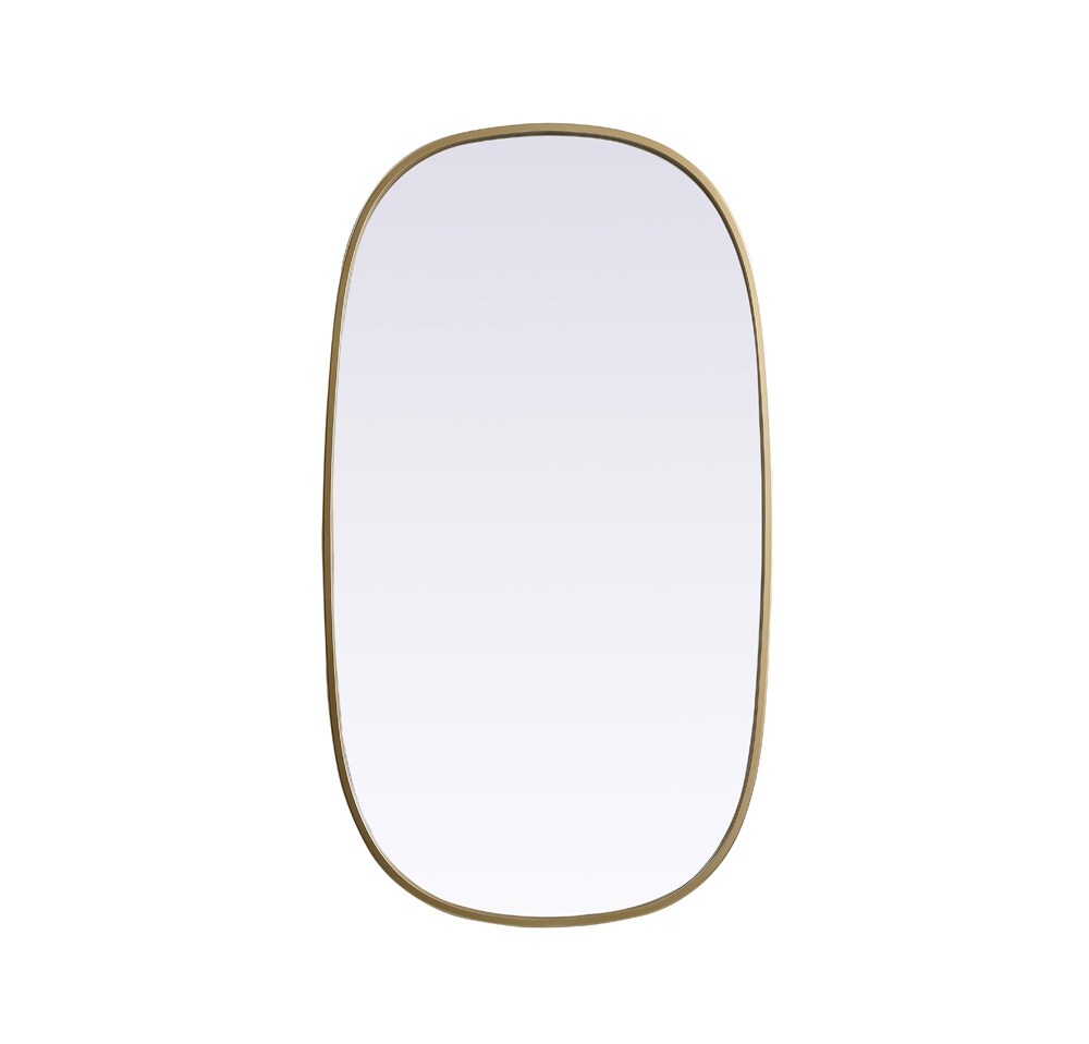 Elegant Furniture & Lighting - Brynn Metal Frame Oval Mirror 20x36 Inch in Brass - MR2B2036BRS veiw 1