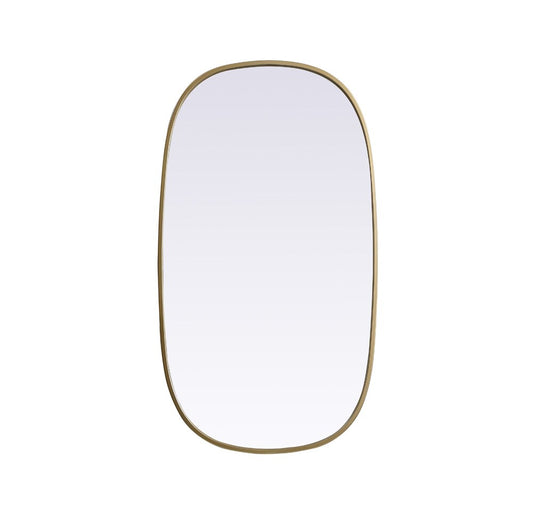 Elegant Furniture & Lighting - Brynn Metal Frame Oval Mirror 20x36 Inch in Brass - MR2B2036BRS veiw 1