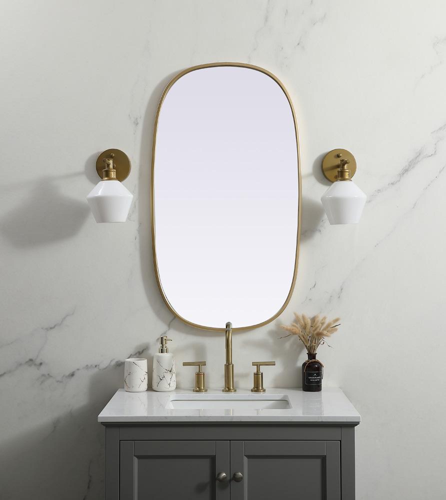Elegant Furniture & Lighting - Brynn Metal Frame Oval Mirror 20x36 Inch in Brass - MR2B2036BRS veiw 2