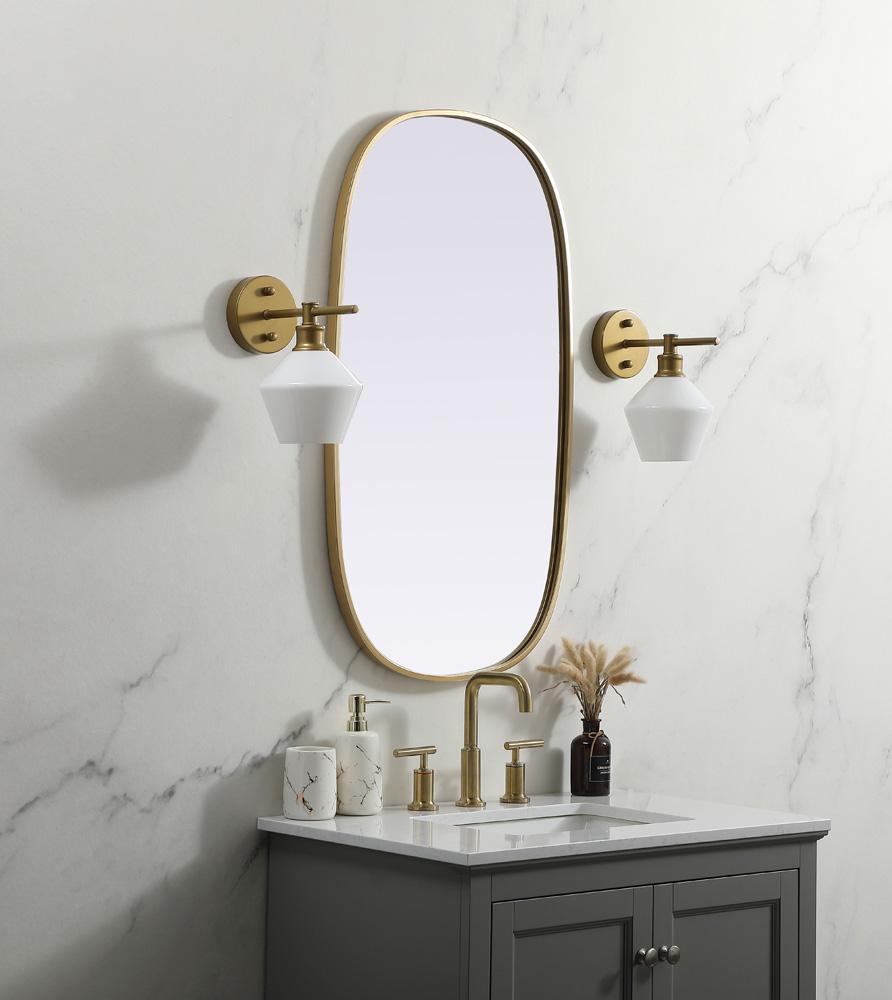 Elegant Furniture & Lighting - Brynn Metal Frame Oval Mirror 20x36 Inch in Brass - MR2B2036BRS veiw 3