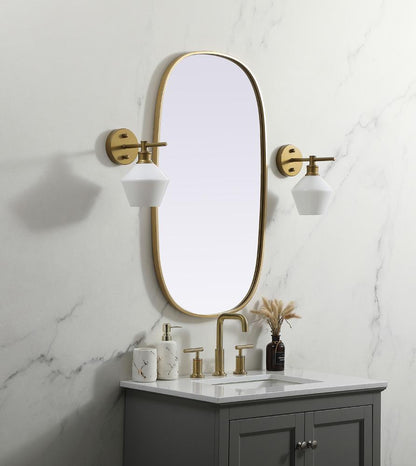 Elegant Furniture & Lighting - Brynn Metal Frame Oval Mirror 20x36 Inch in Brass - MR2B2036BRS veiw 3
