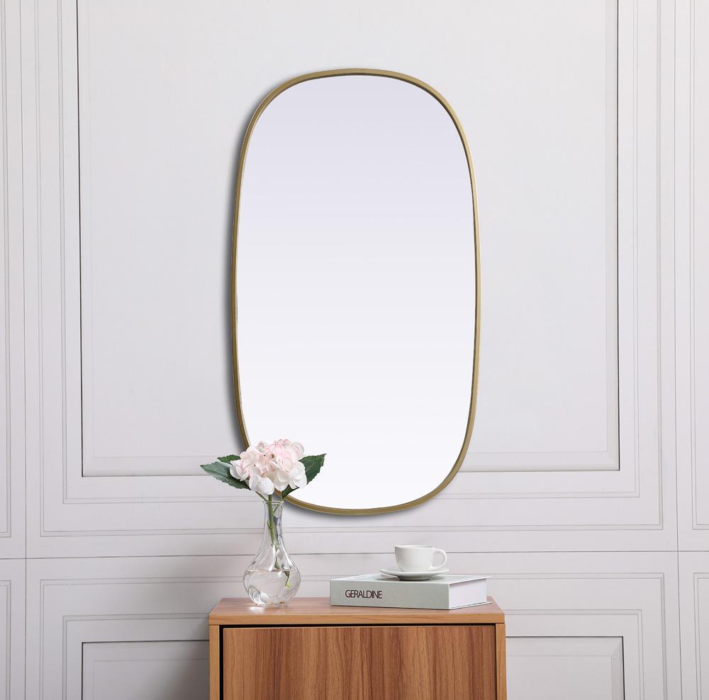 Elegant Furniture & Lighting - Brynn Metal Frame Oval Mirror 20x36 Inch in Brass - MR2B2036BRS veiw 4