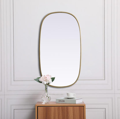 Elegant Furniture & Lighting - Brynn Metal Frame Oval Mirror 20x36 Inch in Brass - MR2B2036BRS veiw 4