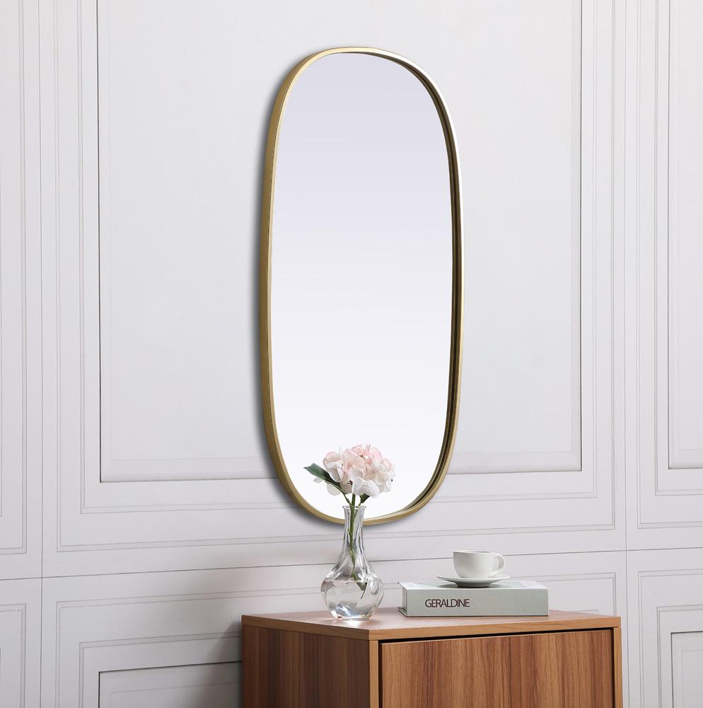 Elegant Furniture & Lighting - Brynn Metal Frame Oval Mirror 20x36 Inch in Brass - MR2B2036BRS veiw 5