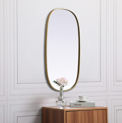 Elegant Furniture & Lighting - Brynn Metal Frame Oval Mirror 20x36 Inch in Brass - MR2B2036BRS veiw 5