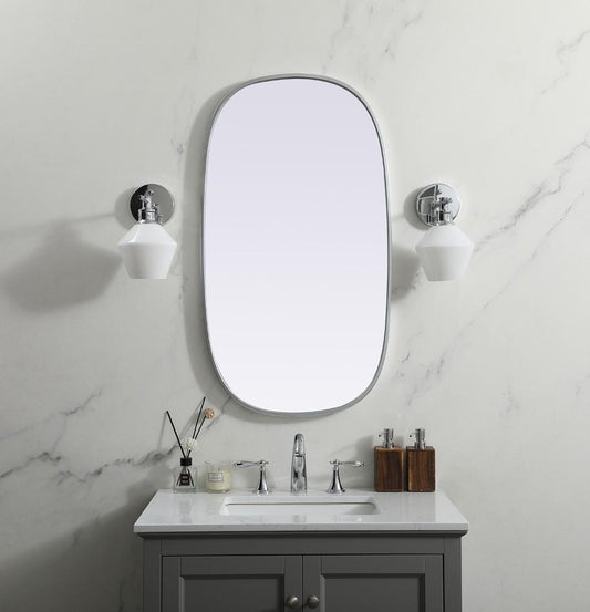 Elegant Furniture & Lighting - Brynn Metal Frame Oval Mirror 20x36 Inch in Silver - MR2B2036SIL veiw 2