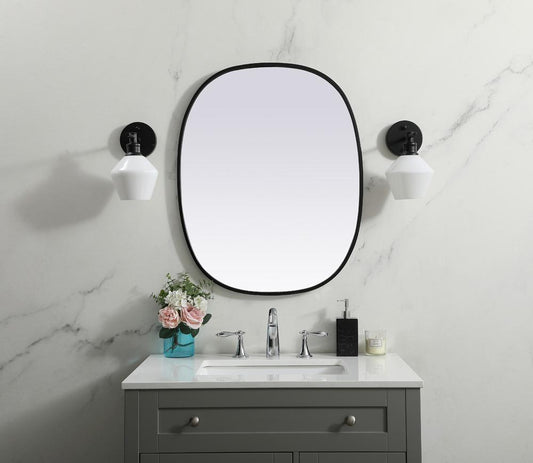 Elegant Furniture & Lighting - Brynn Metal Frame Oval Mirror 24x30 Inch in Black - MR2B2430BLK veiw 2