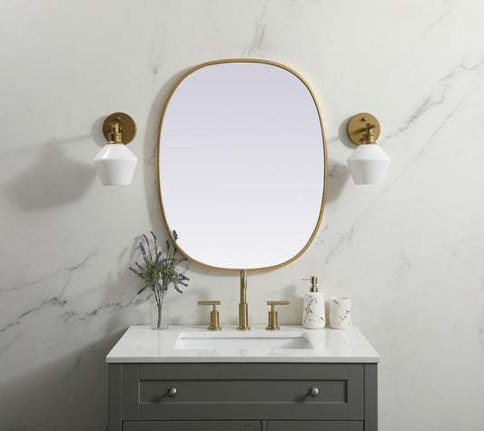 Elegant Furniture & Lighting - Brynn Metal Frame Oval Mirror 24x30 Inch in Brass - MR2B2430BRS veiw 2