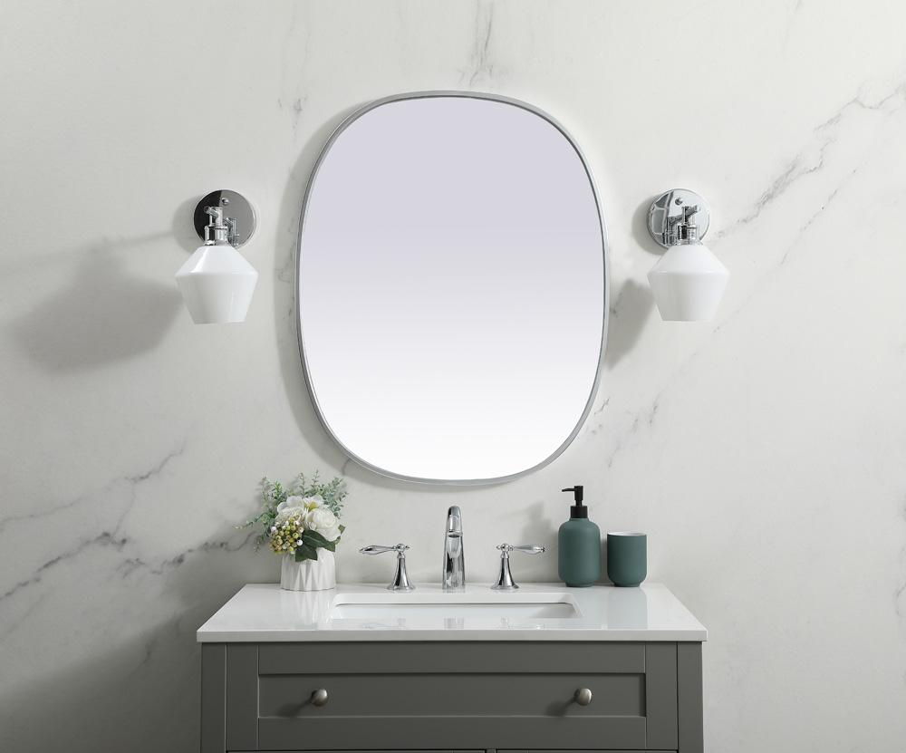Elegant Furniture & Lighting - Brynn Metal Frame Oval Mirror 24x30 Inch in Silver - MR2B2430SIL veiw 2
