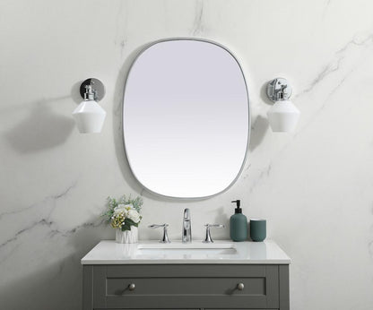 Elegant Furniture & Lighting - Brynn Metal Frame Oval Mirror 24x30 Inch in Silver - MR2B2430SIL veiw 2