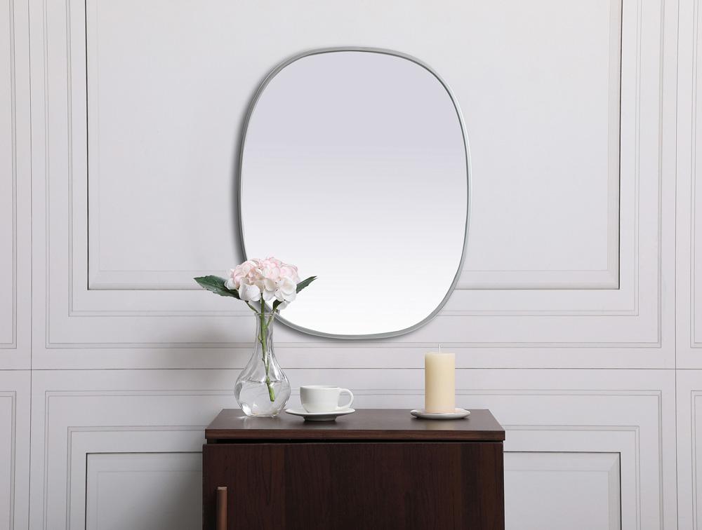 Elegant Furniture & Lighting - Brynn Metal Frame Oval Mirror 24x30 Inch in Silver - MR2B2430SIL veiw 4